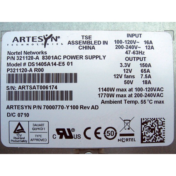 Nortel DS1405A14-E5 AC Power Supply Proprietary