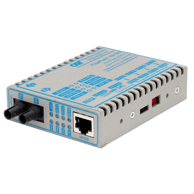 Omnitron 4342-1-W FlexPoint 10/100Base-TX RJ45 to 100Base-FX Mm/st 1310nm/5km Wide AC