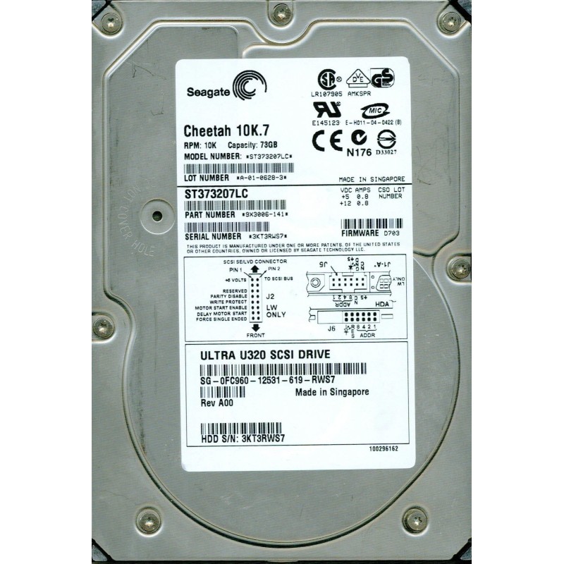 Seagate 9X3006-141 Hard Drive, 73GB 10k Ultra 320 SCSI 80 Pin