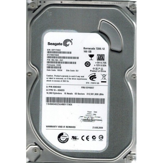 Seagate ST3160318AS Barracuda 160GB 7.2K 3.5 SAS 3Gbs Hard Disk Drive HDD