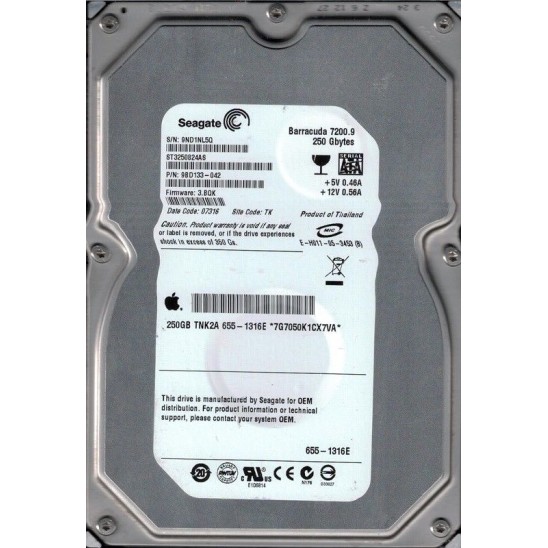 Seagate ST3250824AS Hard Drive, 250GB SATA 7200 RPM Barracuda
