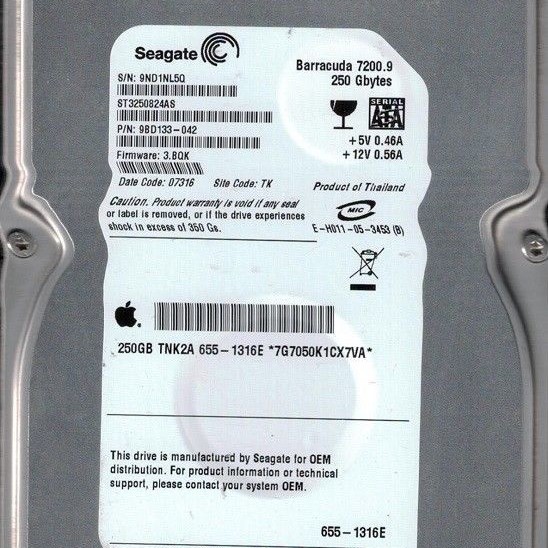 Seagate ST3250824AS Hard Drive, 250GB SATA 7200 RPM Barracuda