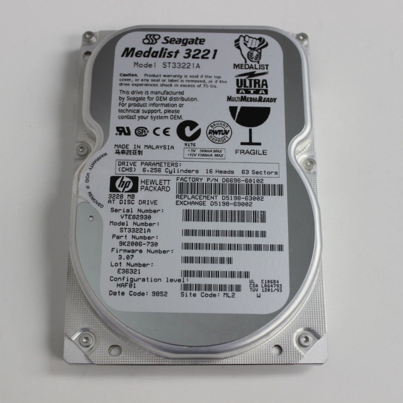Seagate ST33221A 3.3GB IDE 5400RPM Hard Disk Drive HDD