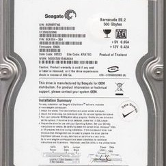 Seagate ST3500320NS Barracuda ES.2 500 GB, Internal, 7200 RPM, SATA Hard Drive