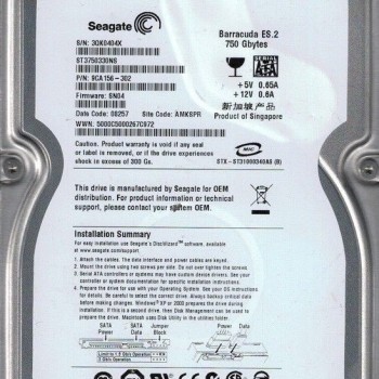 Barracuda 750GB 7.2K 3.5 SATA 3Gbs Hard Disk Drive HDD