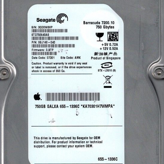 Seagate ST3750640AS Barracuda 750GB 7.2K 3.5 SATA 3Gbs Hard Disk Drive HDD