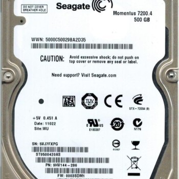 Momentus 7200.4 500 GB, 2Internal, 7200 RPM, 2.5 Hard Drive