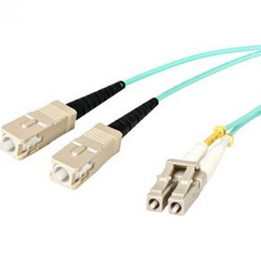 1-Meter Fiber Cable LC/SC 50/125 Duplex 10Gb Aqua Multimode Lszh