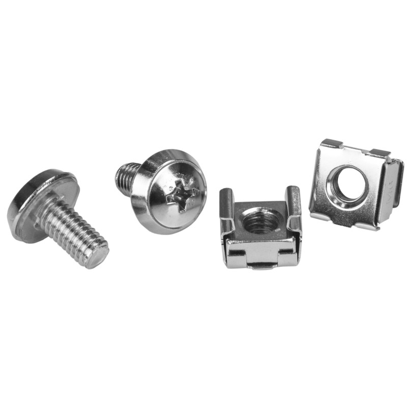 StarTech CABSCREWM62 100-Pack M6 Screws and Cage Nuts for Server Rack Cabinets