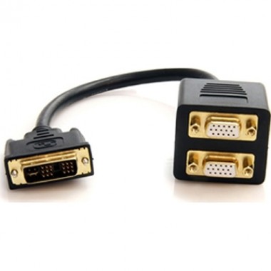 1-Foot DVI to Dual VGA Splitter Cable DVI to 2xvga Y Cable M/F