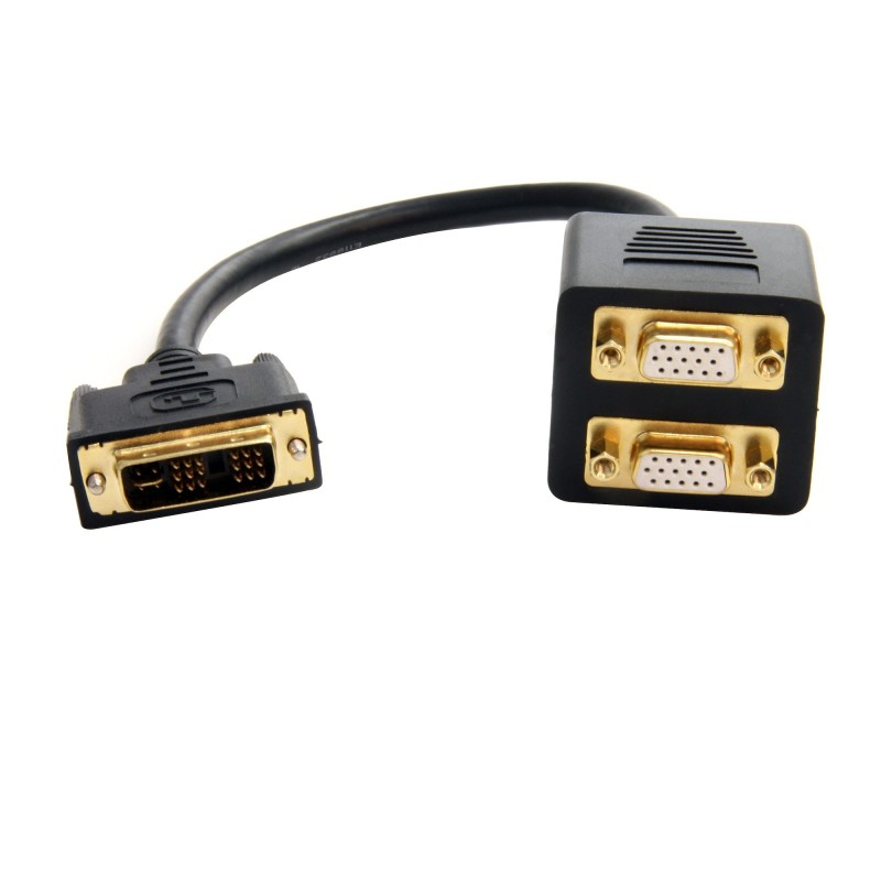 StarTech DVISPL1VV 1-Foot DVI to Dual VGA Splitter Cable - 2 VGA Outputs, Y Design, Male to Female
