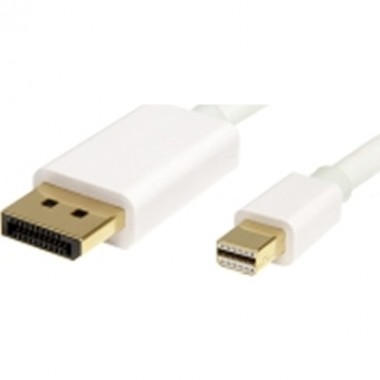 1-Meter Mini Displayport to Displayport M/M White Cable