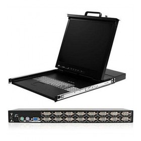 1U 19-Inch RackMount LCD Console with 16-Port KVM Switch