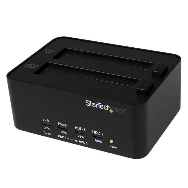 StarTech SATDOCK2REU3 USB 3.0 to 2.5 3.5-Inch SATA Hard Drive Duplicator Dock & Eraser