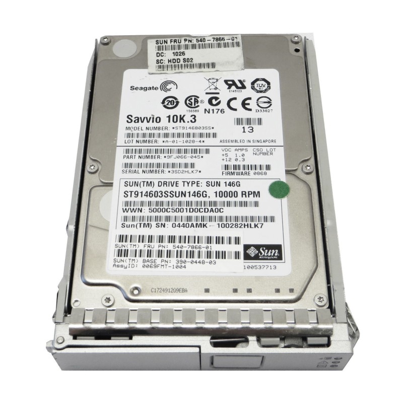 Sun Microsystems 390-0448 146GB 10K 3G 2.5-Inch Hot Swap Hard Drive (No Bracket)