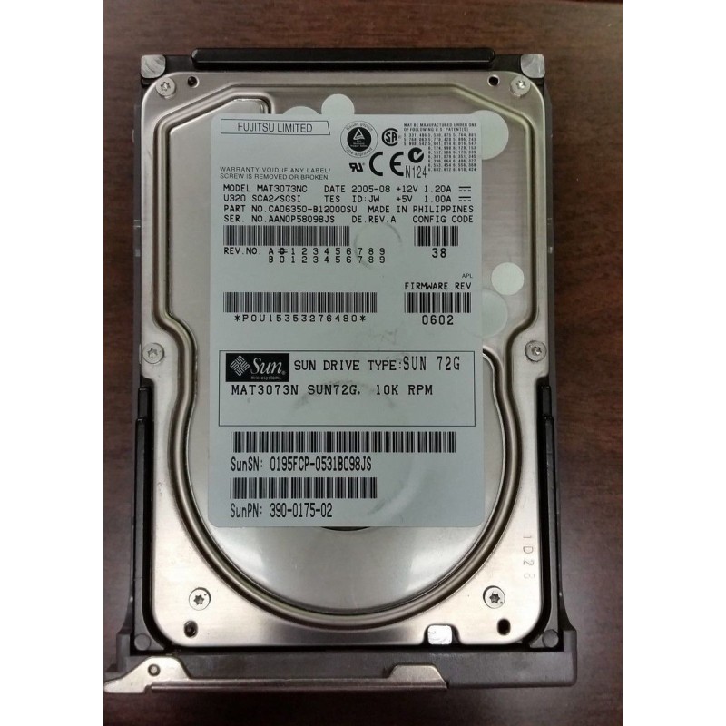 Sun Microsystems 540-5455 73GB,10K,3.5 Inch SCSI Hard Drive