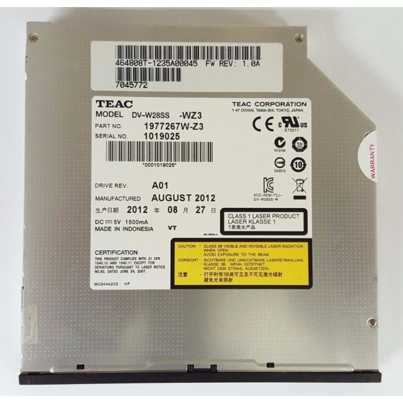 Sun Microsystems 7045772 8x Slot-Load SATA DVD-Writer/24x CD-Writer