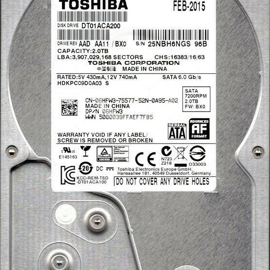 Toshiba DT01ACA200 2TB Internal 7200RPM 3.5-Inch SATA HDD Hard Disk Drive