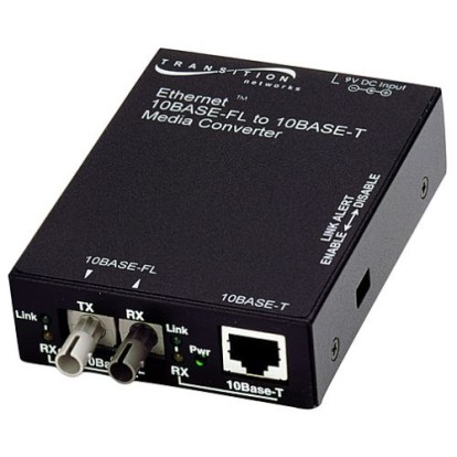 Transition Networks E-TBT-FRL-05-NA 10BASE-T to 10BASE-FL Ethernet Media Converter 850nm MMF ST SA Media Converter 2km