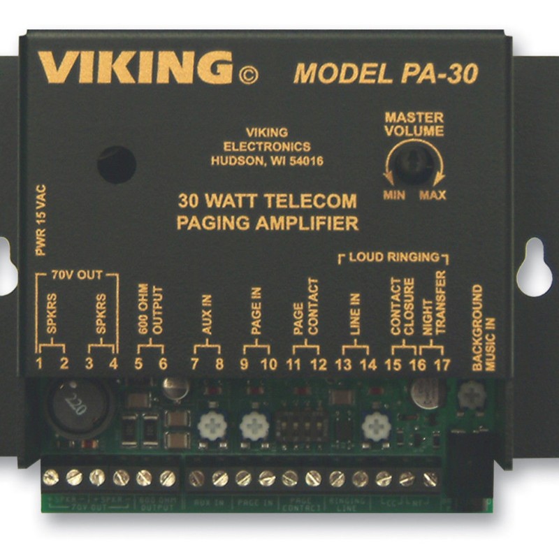 Viking Electronics PA-30 Viking 30W Paging Amplifier with Loud Ringer
