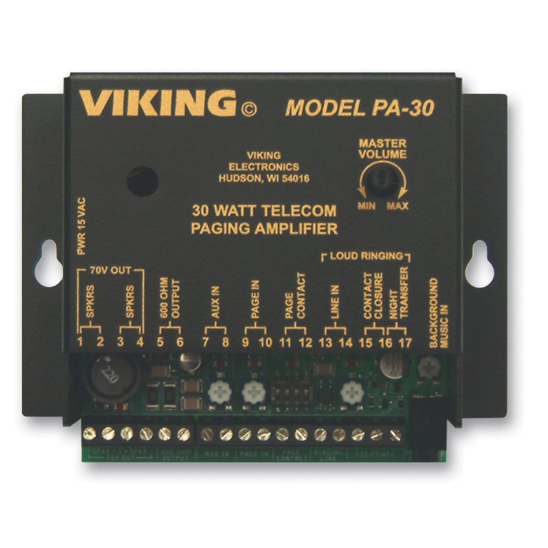 Viking Electronics PA-30 Viking 30W Paging Amplifier with Loud Ringer