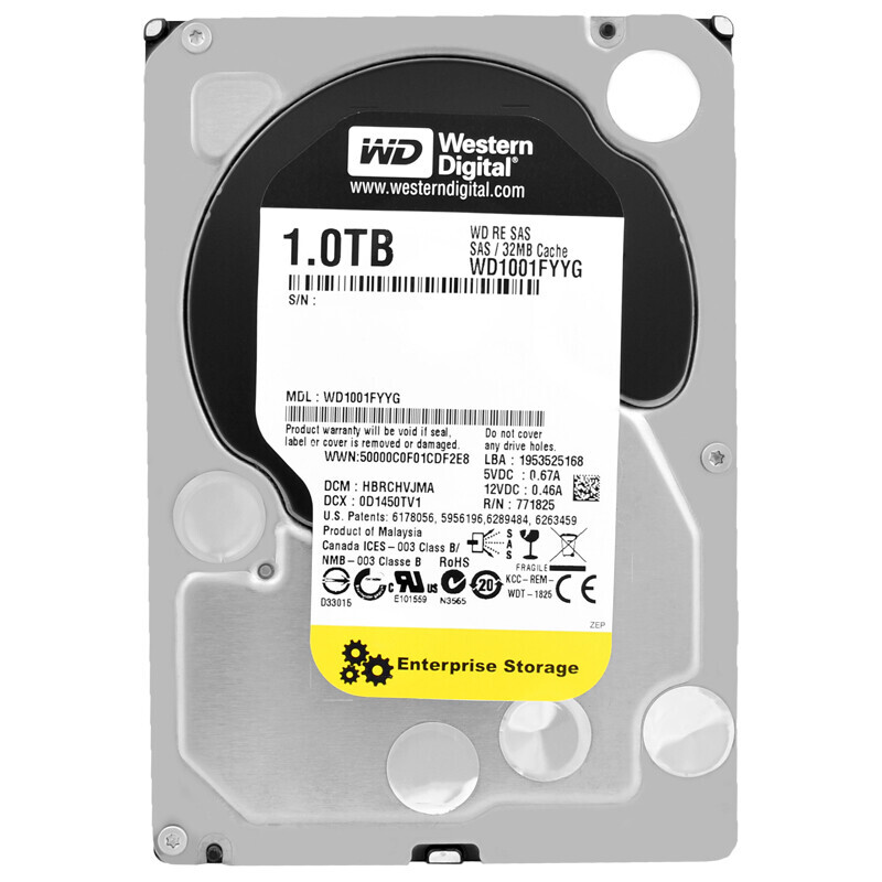Western Digital WD1001FYYG 1TB SAS 7200 RPM 32MB Cache 3.5-Inch 6Gb/s Hard Drive