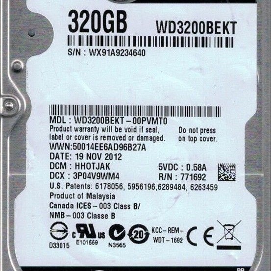 Western Digital WD3200BEKT SATA 7200 RPM 320GB Scorpio Black Laptop Hard Drive