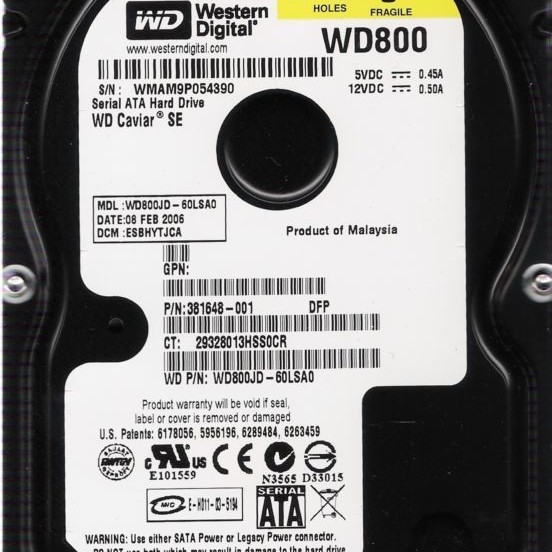 Western Digital WD800JD-60LSA0 80GB 3.5-Inch Internal SATA Hard Drive